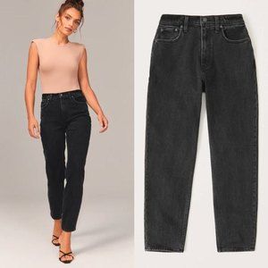 Abercrombie & Fitch Curve Love The Mom High Rise Jean Stone Wash Black Size 26
